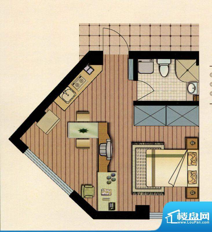 藏珑单身公寓H2户型面积:49.00m平米