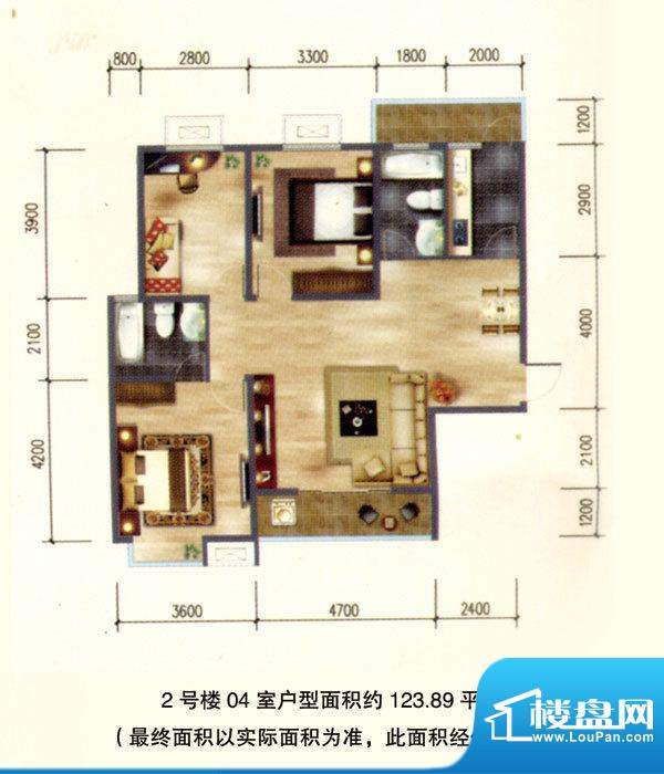 颐景嘉苑2号楼04室户面积:123.89m平米
