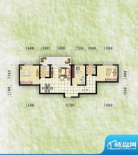 古镇庭苑E-1户型 3室面积:88.90m平米