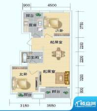 海岸国际C1户型两室面积:78.61m平米