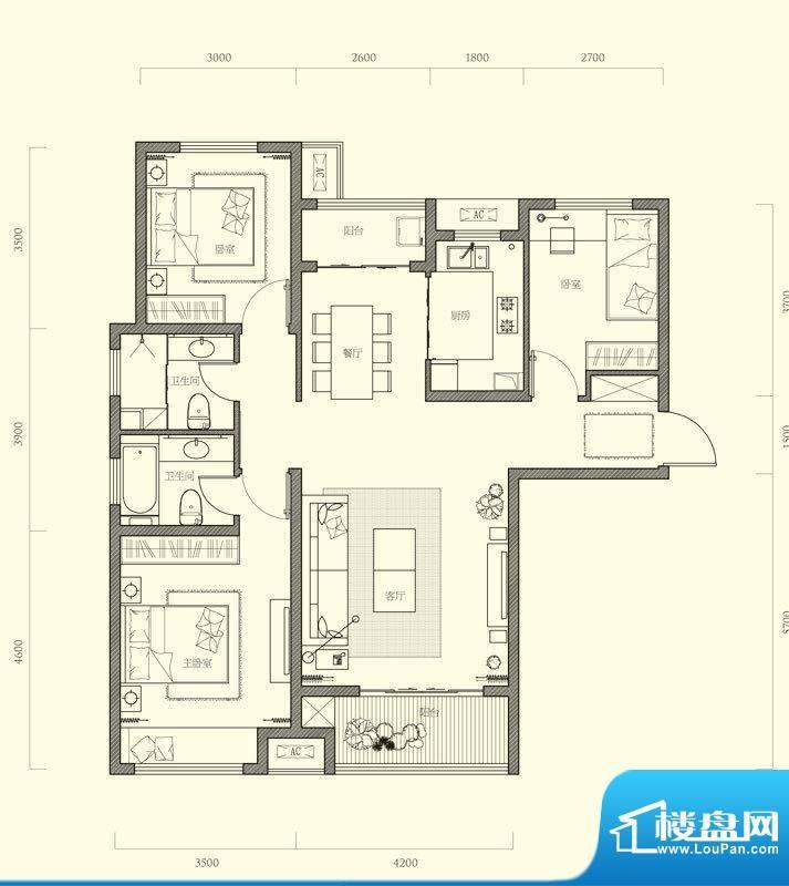 曦城花语高层G2A1户面积:123.02m平米