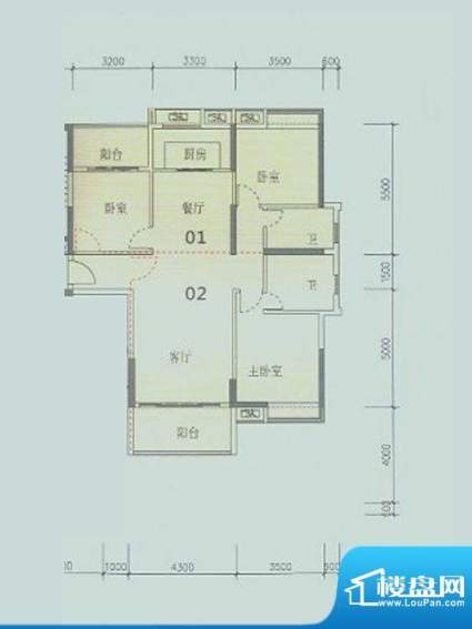 潮庭华府4幢标准层0面积:131.96m平米