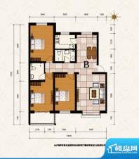 昌德花园户型B三室两面积:128.70m平米