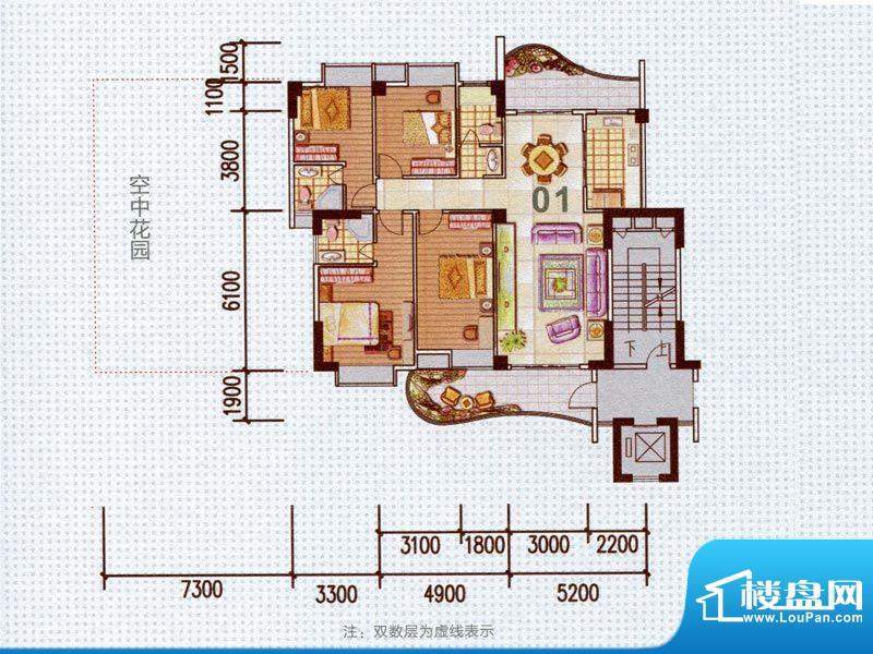恒生府邸4幢标准层0面积:168.45m平米