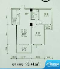 魁华馨苑户型两室一面积:93.41m平米