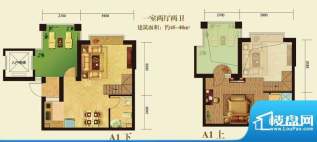 泊渡A1户型图1室2厅面积:45.00m平米