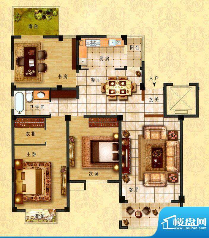 时代新城D5户型 3室面积:145.00平米