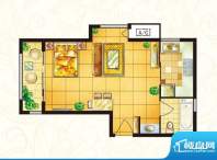桃花源C户型 1室1厅面积:53.10平米