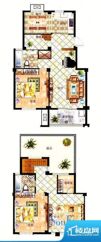 丽景花园空中别墅B1面积:165.02平米