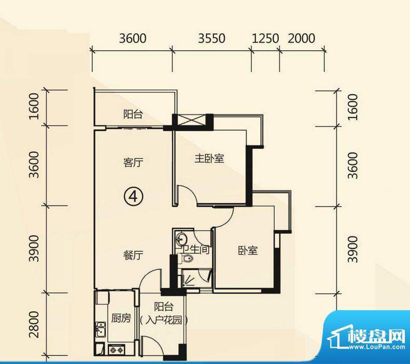 富力现代广场D2栋04面积:82.00平米