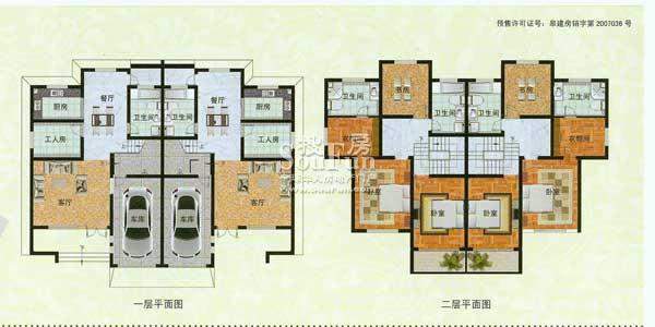 濠园养生墅A户型 6室面积:445.00平米