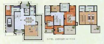 濠园养生墅D户型 4室面积:343.00平米