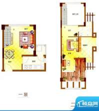 花园洋房C1户型 2室2厅1卫1厨 面积:77.00平米