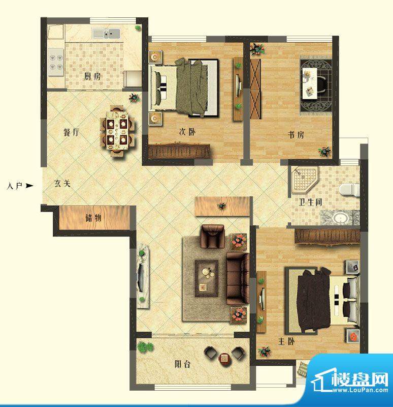长江御园公寓B户型 面积:120.00平米