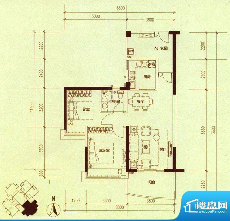 4栋E户型 面积:86.00平米