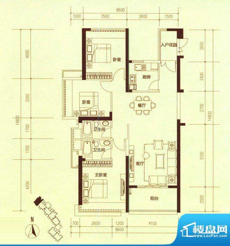 5栋A户型面积:120.20平米