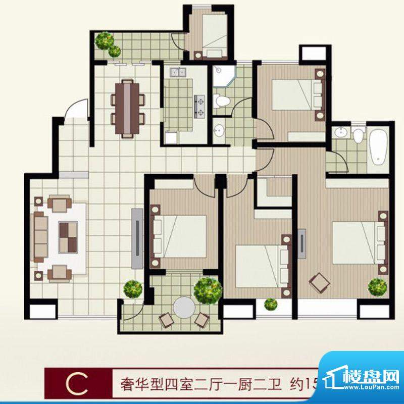 望山公馆C 4室2厅2卫面积:155.00平米