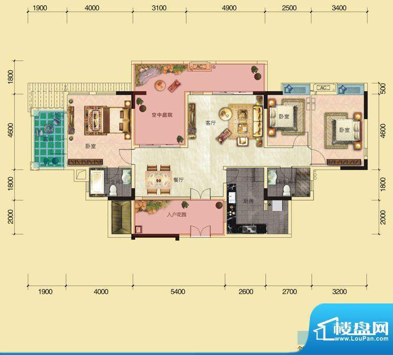 麓湖·马德里顶层04面积:138.44平米