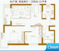 润华国际中心B3户型面积:93.21平米