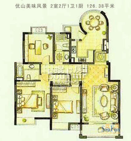 优山美地美味风景 2面积:126.38平米