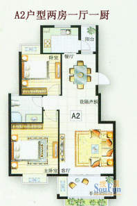 未来海岸A2户型 2室面积:97.00平米