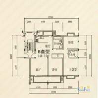 新东方花苑2#楼B户型面积:140.55平米