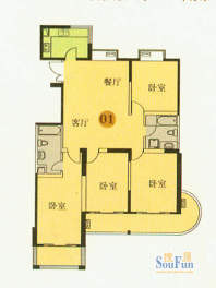 盛荟B-01 4室2厅2卫面积:170.00平米