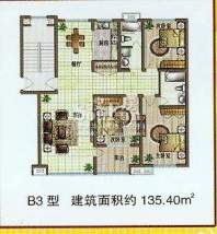 都市华庭b3户型135.面积:135.40平米