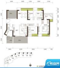 御玺山A2户型图 3室面积:114.38平米