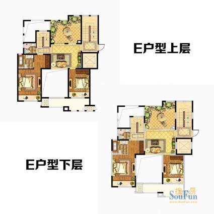 星湖湾E复式户型 3室面积:141.75平米