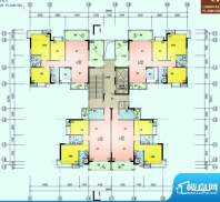 龙富花园1栋标准层平面积:0.00平米