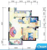 四洲蜜方D户型紫薇之面积:71.31平米