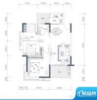 一城峯景B栋02户型 面积:93.32平米