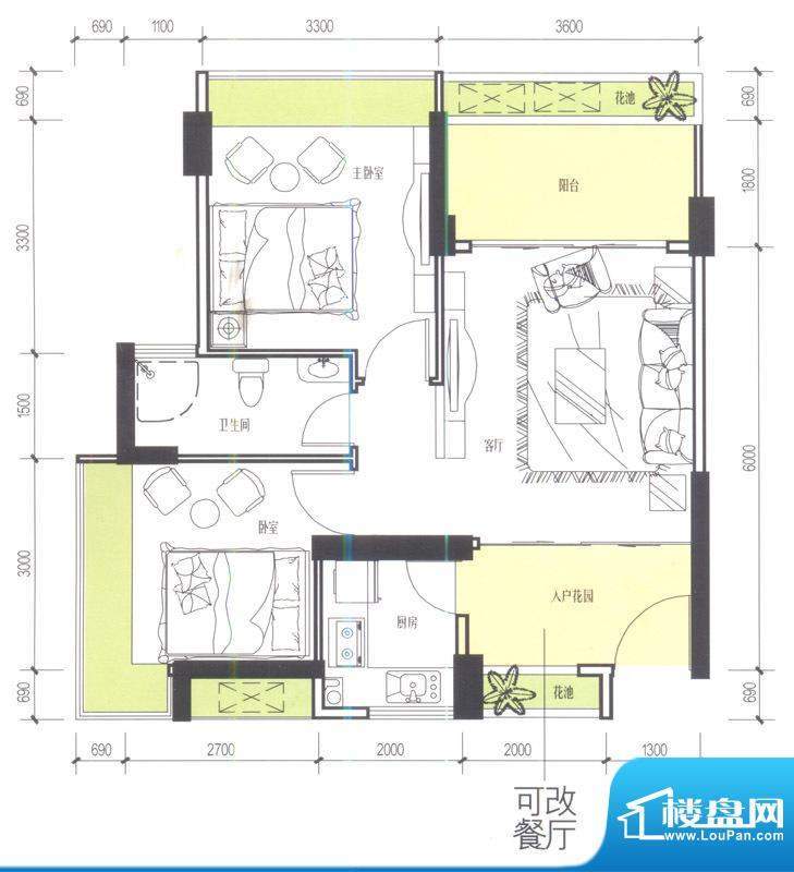 风华丽都二期203栋1面积:68.04平米