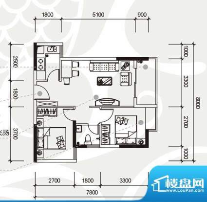 天喜东方户型图 2室面积:60.46平米