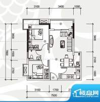 天喜东方户型图 2室面积:66.20平米