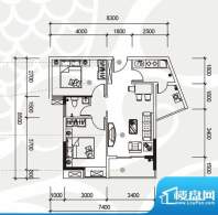 天喜东方户型图 2室面积:73.86平米