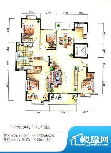 国华湖畔新城13栋2单面积:169.47平米