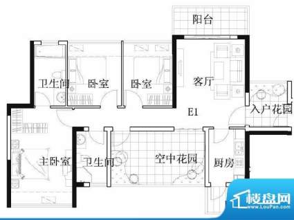 凯南莱弗城4栋E1户型面积:106.71平米