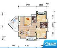 新江岸名轩D户型 3室面积:110.43m平米