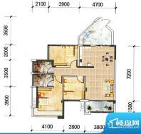 新江岸名轩E户型 3室面积:95.38m平米