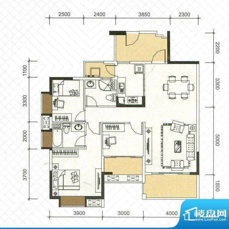 盛天龙湾1#、2#-01、面积:112.52m平米