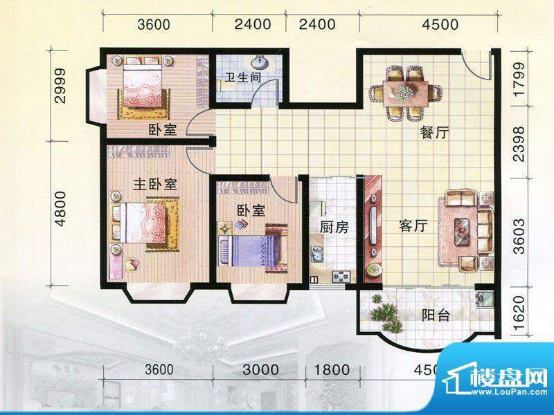 鸿泰名庭二期3-C户型面积:108.00m平米