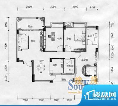 东方上城一期A2户型面积:102.00m平米