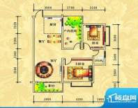 山水华庭2#D户型 2室面积:92.04m平米