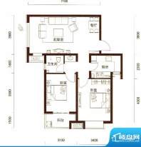 宏泰·龙邸B1户型3、面积:87.00m平米