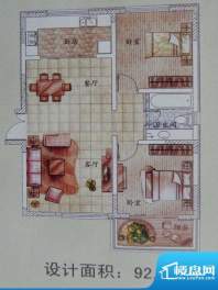 怡馨花园2房户型 2室面积:92.40m平米