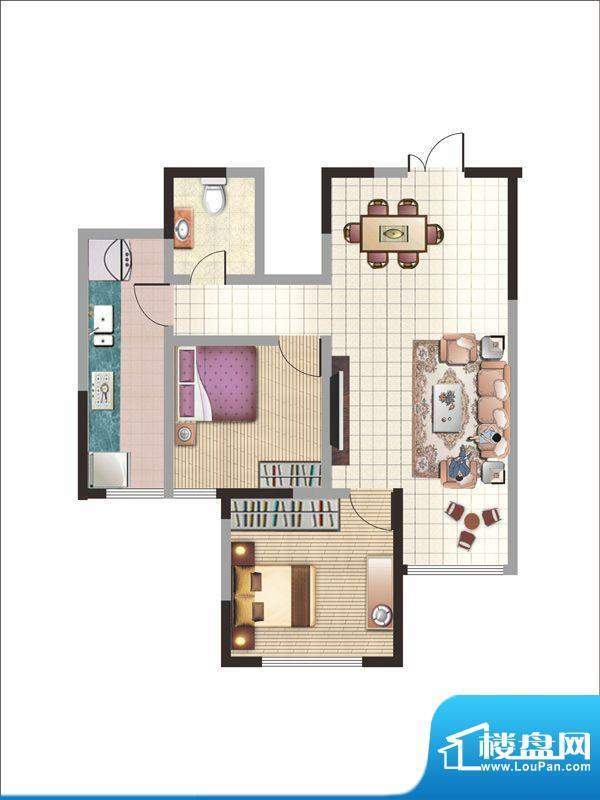 紫薇丽都两房户型 2面积:86.37m平米