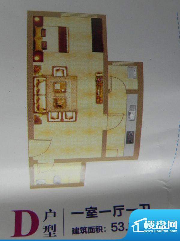 中环首府D户型 1室1面积:53.89m平米