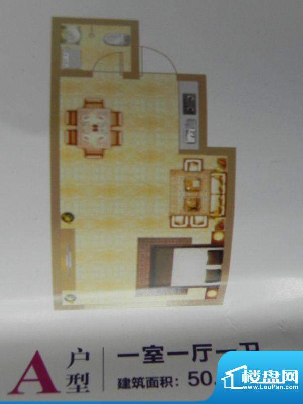 中环首府A户型 1室1面积:50.32m平米